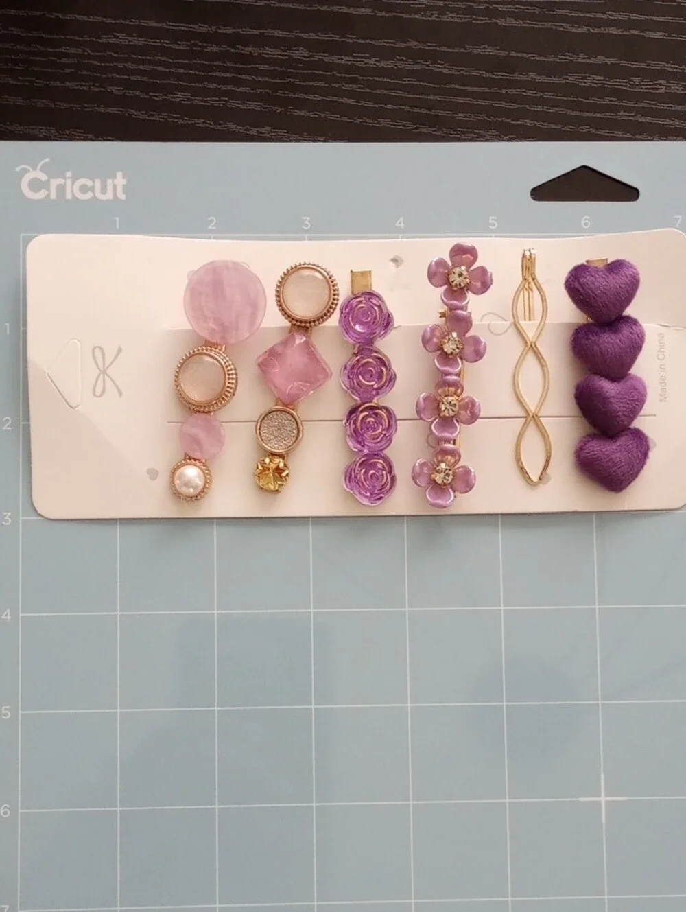 Lavender Floral & Faux Pearl Hair Clip Set Women’s Purple Hair Accessories